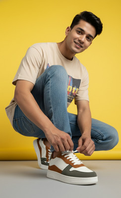 BalanSole Casual Sneaker Shoes | Stylish and Comfortable | Lace-Up Style Sneakers For Men Sneakers For Men(Olive, White , 9)