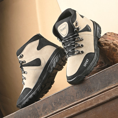 NEAKSER High Tops For Men(Beige, Black, Tan , 10)