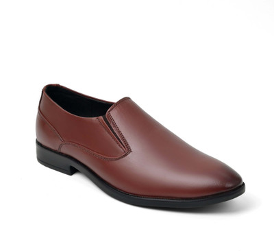 Dagga Dagga Men’s Genuine Leather Slip-On Formal Shoes – Office & Party Wear Slip On For Men(Brown , 9)