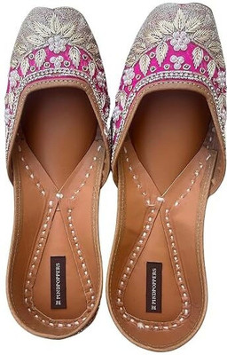 Pind Poppers Handmade Traditional Punjabi Jutti Party Wear For Women(Pink , 7)
