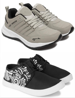 Free Kicks Combo Of 2 Shoes FK-Freesole & FK-202 Sneakers For Men(Black , 10)
