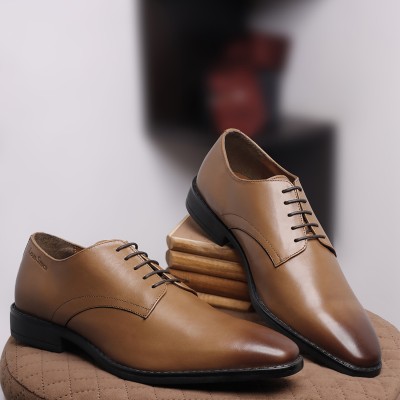 LOUIS STITCH Tan Wingti Italian Leather Formal Lace Up Shoes for Men (NRXPL) UK 11 Derby For Men(Tan , 11)