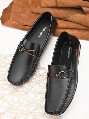 PROVOGUE Provogue Men Black Faux Leather Formal Slip On Loafers Loafers For Men(Black)