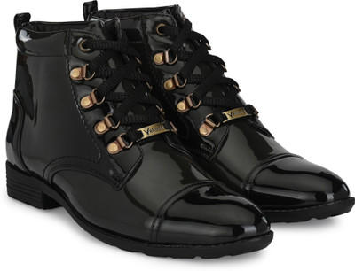 Vellinto Royal Look Party Wear Shoes For Men ll Casual Shoes For Men ll Latest Patent Leather Boots for Men Boots For Men(Black , 7)