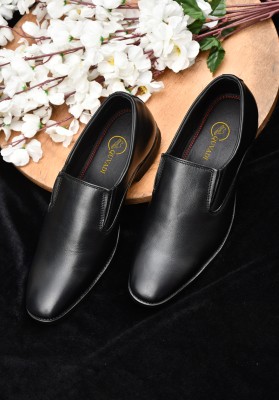 QUVADI Luxury Leather Shoes for Formals - Comfort Meets Sophistication Slip On For Men(Black , 11)