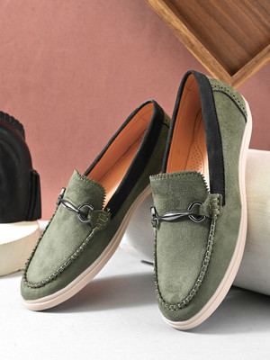 Mast & Harbour SS26 Men's Casual Loafers Loafers For Men(Olive , 7)