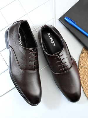 PROVOGUE Premium | Synthetic | Lightweight | Brown Formal Lace Up Shoes for Men Slip On For Men(Brown , 7)