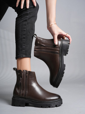 DROP BOLD Boots For Women(Brown , 7)