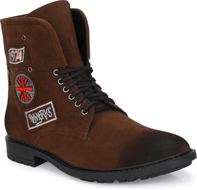 EEGO ITALY Premium High Top Boots For Men(Brown , 8)