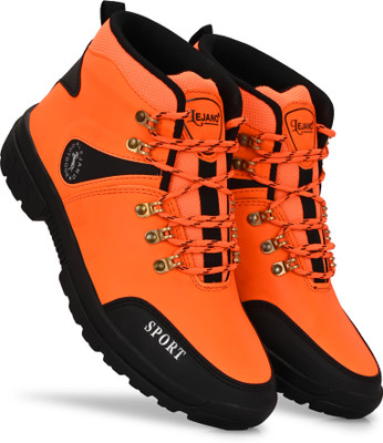 lejano High Tops For Men(Orange, Black , 7)