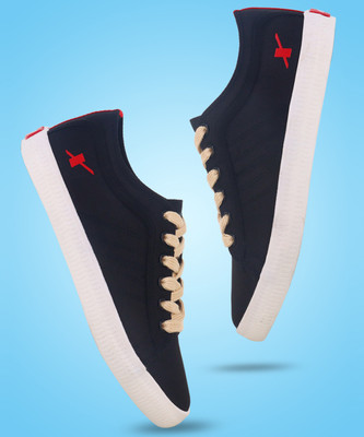 Sparx SM 857 | Stylish, Comfortable | Canvas Shoes For Men(Black, Red , 8)