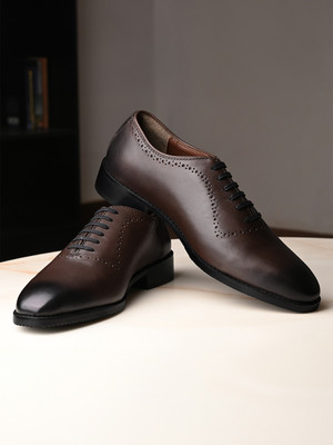 LOUIS STITCH Egyptian Crust Leather Whole Cut Derby Formal Shoes for Men -(LSVXWCPLBB107) Derby For Men(Brown , 7)