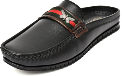 SCARPIA Open Back Loafer Clogs For Men(Black , 10)