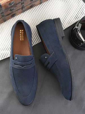 HERE&NOW Blue Textured penny formal shoes Party Wear For Men(Blue , 10)
