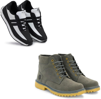Walkivo Lace Up For Men(Black, Grey , 6)