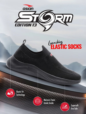 asian Casual Shoe STORM-13 Slip On Sneakers For Men(Black , 7)