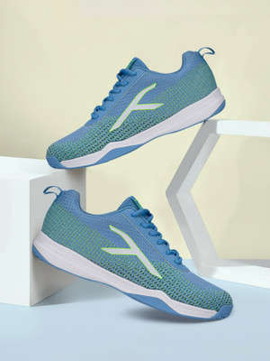 Hundred Blade Lite Non-Marking Badminton Shoes For Men(Blue, Green , 8)
