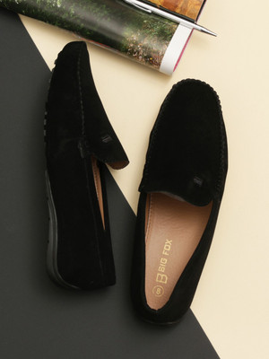 BIG FOX Classic Suede Loafers For Men(Black , 9)