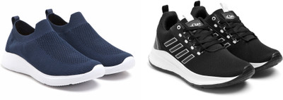 Face Stylish Sports Shoes for Men – Ideal for Running, Gym & Training Sneakers For Men(Navy, Black , 7)