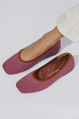 Neemans Metallic Square Flats Bellies For Women(Pink , 5)