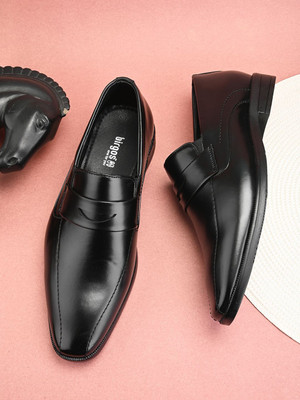 Birgos Black Penny Formal Slip-On Stylish Party, Office wear Slip On For Men(Black , 8)