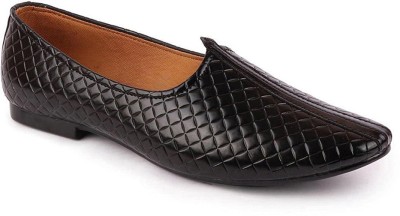 FAUSTO Ethnic|Wedding|Party|Fashion|Outdoor|Back Open Juttis and Mojaris For Men(Black , 10)