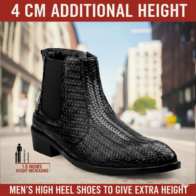 YUVRATO BAXI Men's 1.5 Inch Heel Height Black Casual Formal Chelsea Boot And Dress Boot Corporate Casuals For Men(Black , 6)