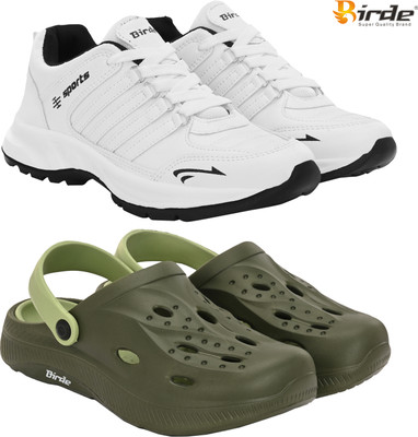 Birde Walking Shoes For Men(White, Olive , 9)