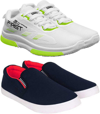 BRUTON Combo Pack of 2 Sports Running Shoes For Men(White, Red , 9)