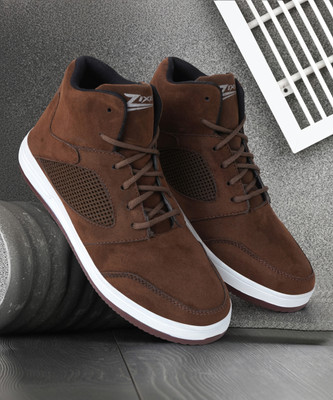 Zixer High Ankle Casual Shoes For Men Chunky Fashion Sneakers For Boys| Dancing Shoes High Tops For Men(Brown , 6)