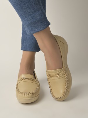 SHOETOPIA Girls Slip on Loafers(Beige, 10 Years)