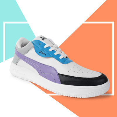 Zixer Trending Chunky Stylish Casual Low Top Shoes For Boys Fashion Shoes For Men Sneakers For Men(Purple, White , 9)
