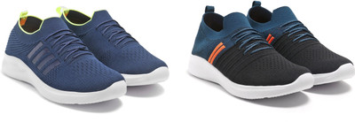 Face Stylish Sports Shoes for Men – Ideal for Running, Gym & Training Sneakers For Men(Navy, Navy, Black, Orange , 9)