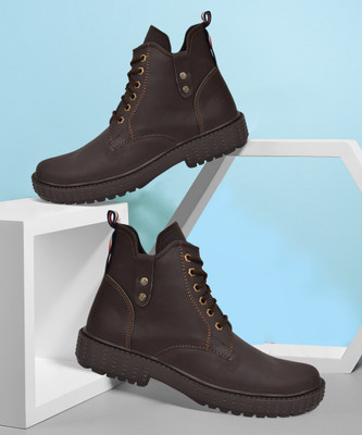 KILLER Men's Casual Outdoor High Top Lace Up Boots, Comfortable Hiking and Trekking Boots For Men(Brown , 6)