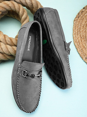 PROVOGUE Men's Horsebit Suede Loafers Loafers For Men(Grey , 10)