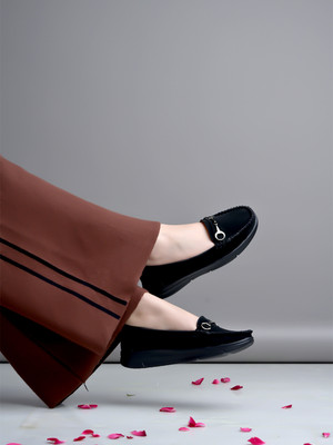 SHOETOPIA Loafers For Women(Black , 8)