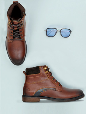 Allen Cooper Genuine Leather Boots For Men(Tan , 6)