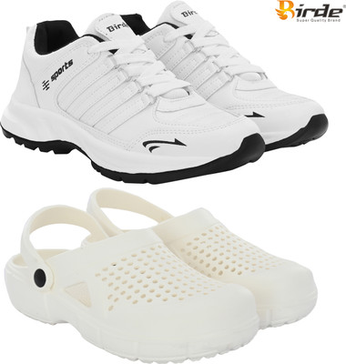 Birde Birde Stylish Combo Pack of 2 Lightweight Gym, Outdoor, Running Shoes With Clogs Walking Shoes For Men(White , 6)
