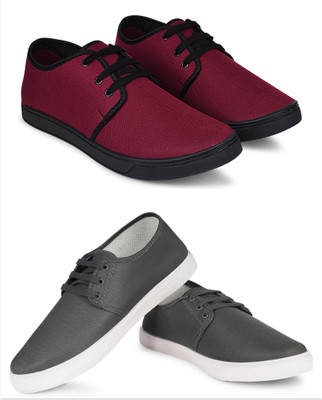 Free Kicks Combo Of 2 Shoes FK-205 & FK-201 Sneakers For Men(Grey , 9)