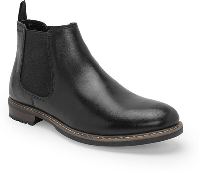 RED TAPE Genuine Leather Chelsea Boots for Men | Soft Cushioned Insole, Slip-Resistance Boots For Men(Black , 8)