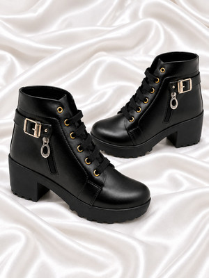 TOSHINA SHOES KING Perfect Stylish Girls High Ankle Boots For Women(Black , 2)