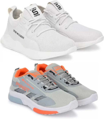 house of common Combo Pack Of 2 Sneakers For Men(White, Grey , 8)