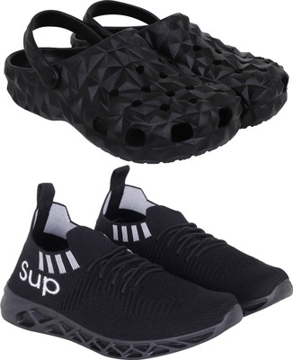 SHOELAMB Pack of 2 (Casual Shoe and Clogs) Clogs For Men(Black , 9)