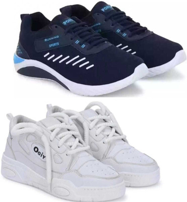 Sonolite Combo Pack of 2 Sneakers For Men(Navy, White , 9)