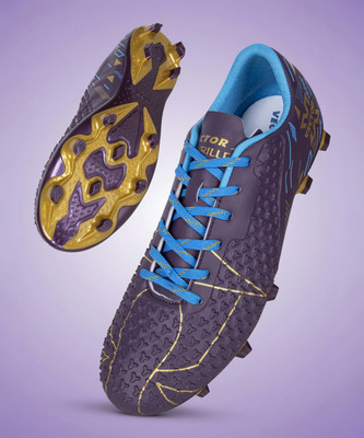 VECTOR X Thriller 3D Embossed Textured Synthetic Upper & TPU Sole Football Shoes For Men(Purple , 8)