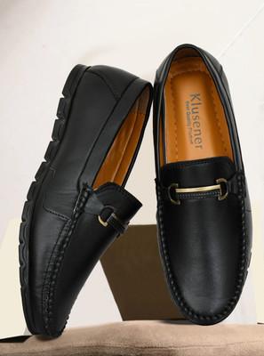 Klusener Synthetic Decent Party Wear Penny Loafers For Men(Black , 9)