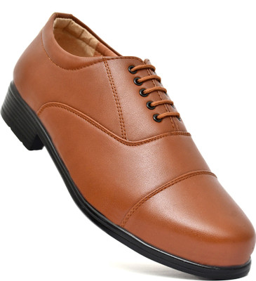 BTOM Lightweight Faux Leather Police and Oxford Police Shoes for Men Boots For Men Oxford For Men(Tan , 7)