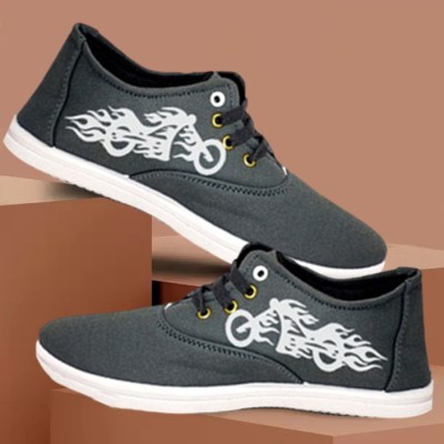 KANEGGYE New Stylish Men or Boys Canvas Shoes for Every Ocassion Canvas Shoes For Men(Grey , 9)