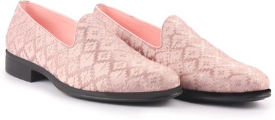 FAUSTO Embroidered Sequin Ethnic Slip-On Juttis with Cushioned Insole|Traditional Party Mojaris For Men(Pink , 9)