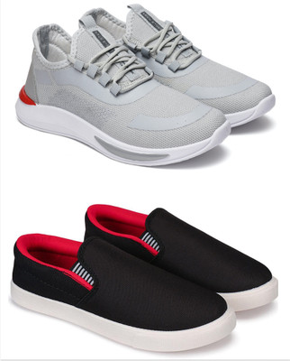 Free Kicks Combo Of 2 Shoes FK-434 & FK-Fitman Sneakers For Men(Black, Red , 6)